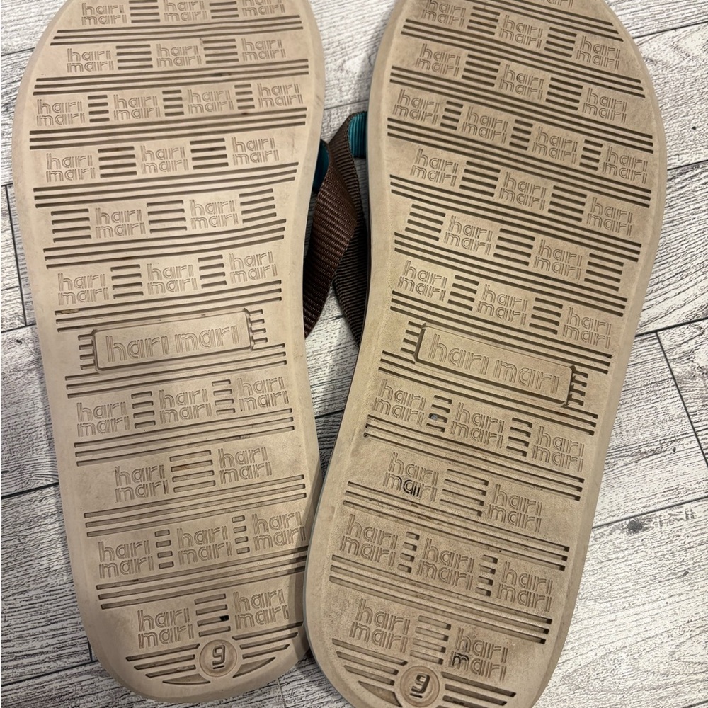 Brown and Teal Flip Flops - Picture 3 of 3